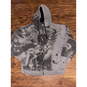 VTG Y2K Skater Hip Hop Southpole Zip Up Hoodie Gray/Black Size XXL